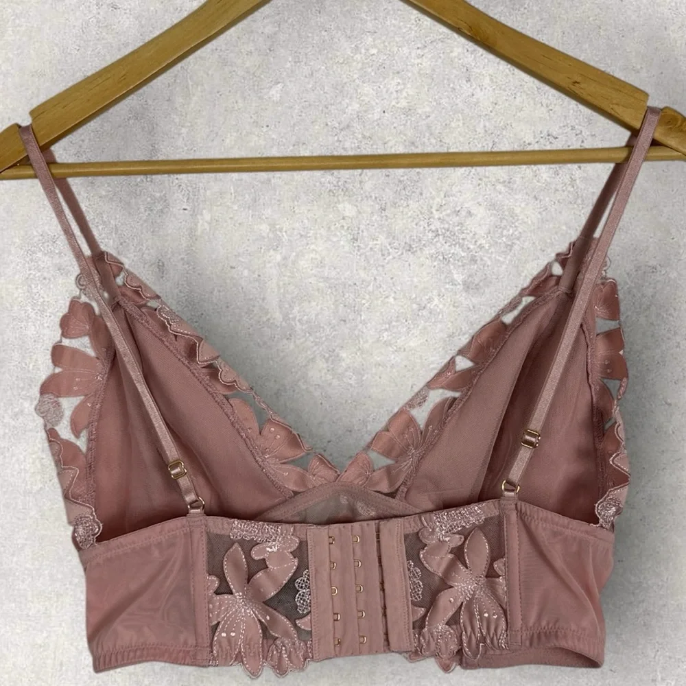Victorias secret Pink Lace Floral Bralette Bra Womens Size Medium DD Sexy Adjust - Picture 15 of 15